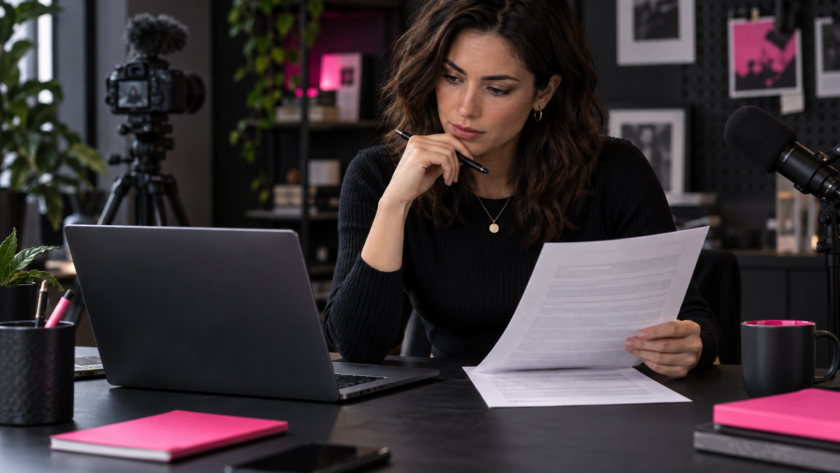 Creator reviewing a sponsorship agreement for warning signs before signing