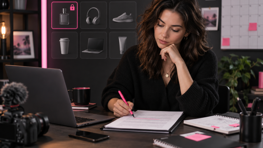 Creator reviewing a sponsorship contract with a narrowly defined product category