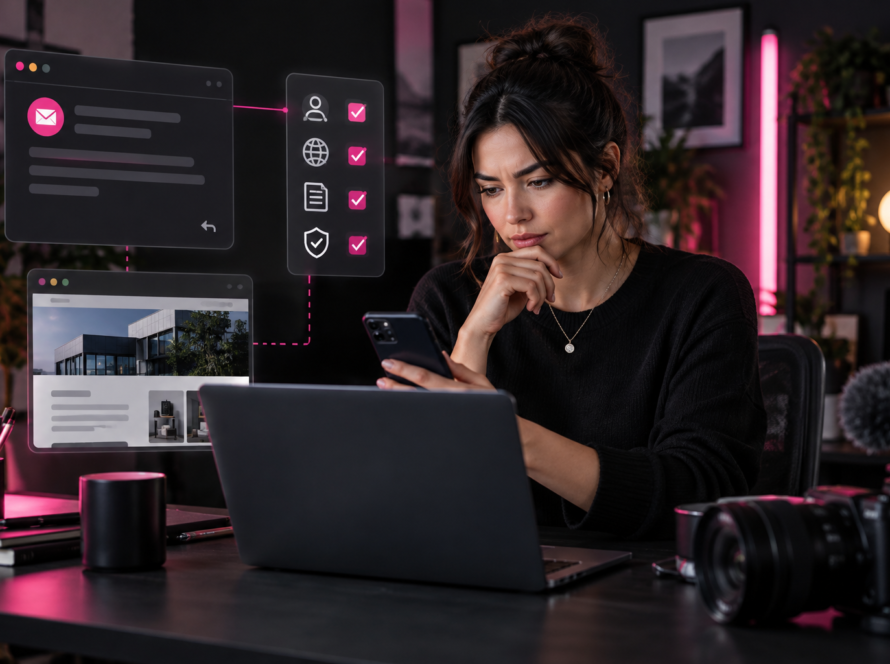 Creator independently verifying the sender and website behind a brand collaboration email